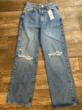 Gina tricot High-Waist Distressed Idune Wide-Leg Jeans in skyline destroy
